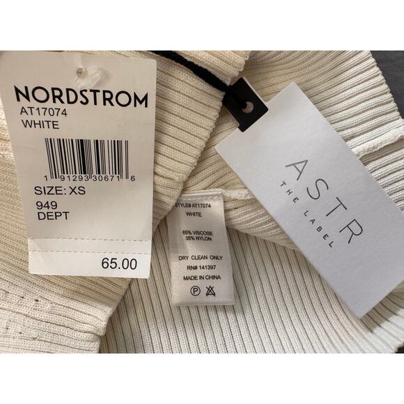 New ASTR the LABEL REVOLVE Women's White Sweetheart Neck Ribbed Top Size XS - Picture 5 of 6